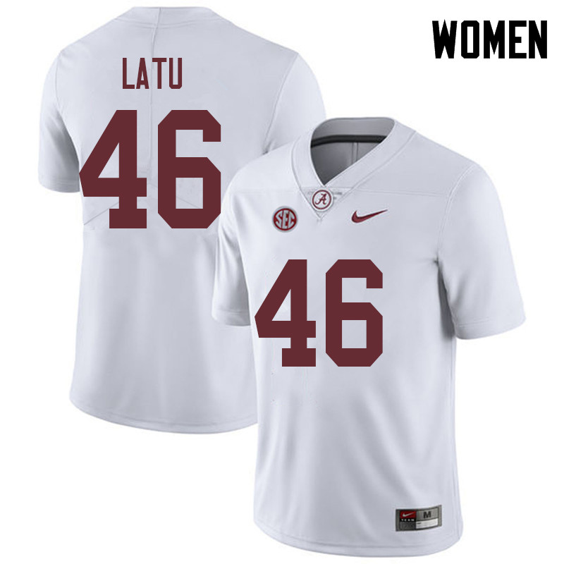 Alabama Crimson Tide Women's Cameron Latu #46 White NCAA Nike Authentic Stitched 2018 College Football Jersey EF16Q88ZE